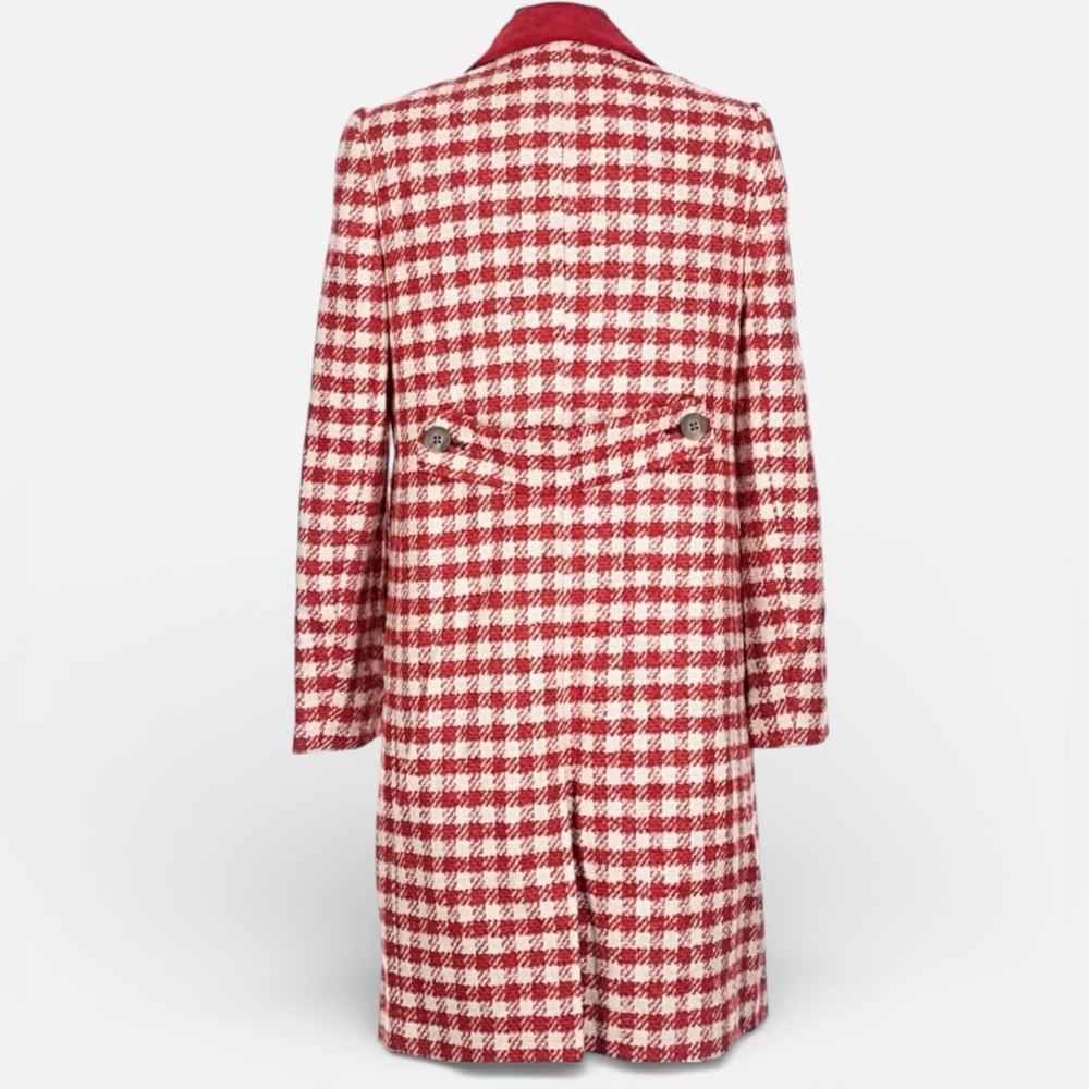 Boden Eastbourne Wool Blend Houndstooth Coat Red Cream UK 14L / US 10L - Picture 8 of 16